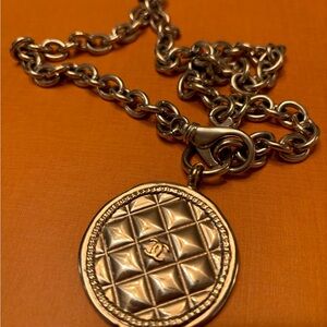 Chanel logo medallion chain necklace